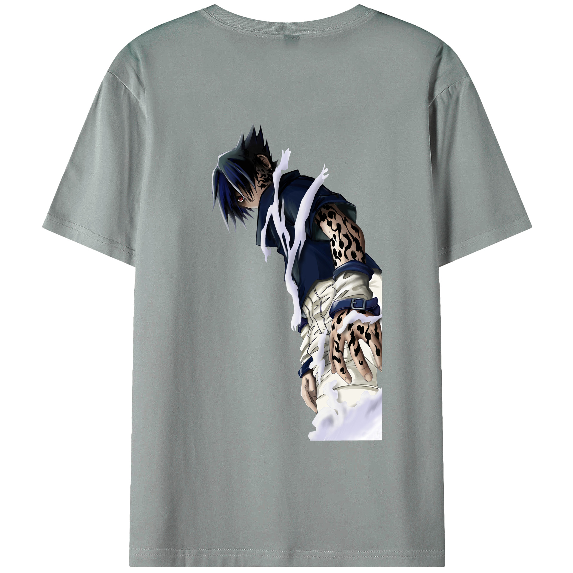 （画像用） NARUTO -ナルト- うちは サスケ Uchiha Sasuke 綿100％ メンズ半袖Tシャツ（バックプリント） 通気性